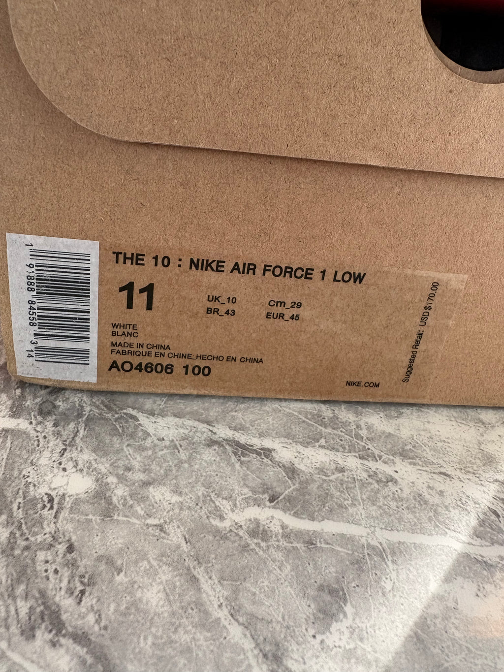 Nike Air Force x Off-White “The Ten” Triple White - Size UK 10.5